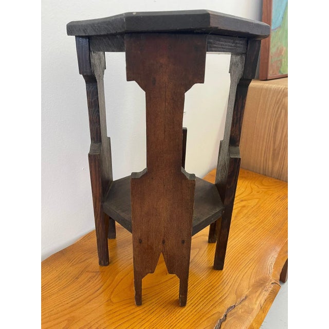 1970s 1970s Vintage Wooden Primitively Designed Decorative Side Table With Octagonal Shaped Top. For Sale - Image 5 of 8