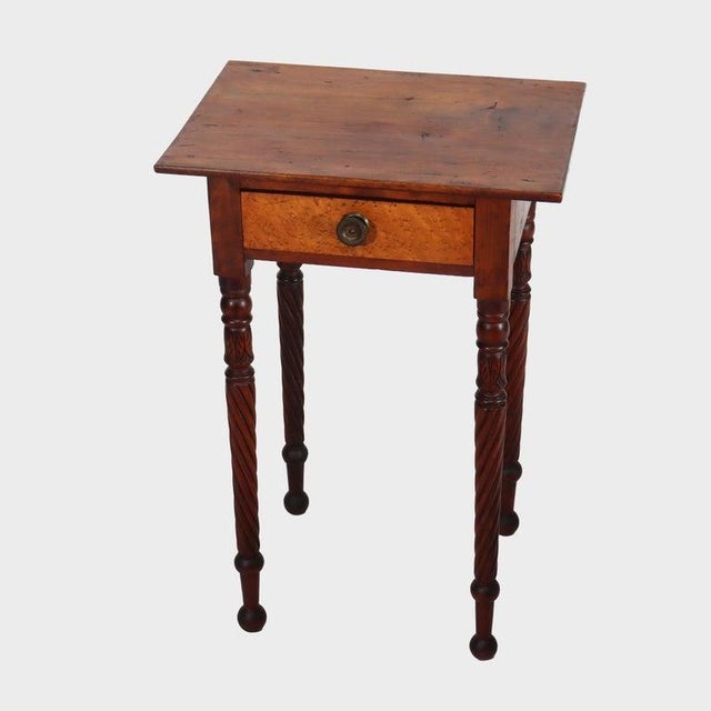 Traditional Antique Sheraton Mahogany & Birds Eye Maple Side Stand With Rope-Twist Legs For Sale - Image 3 of 15