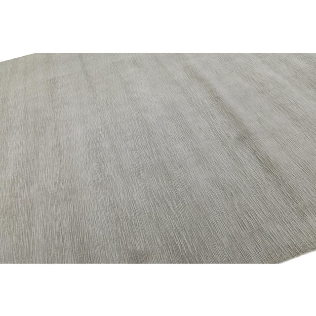Modern Solid Grey Wool Area Rug – Minimalist Contemporary Neutral Japandi For Sale - Image 12 of 12