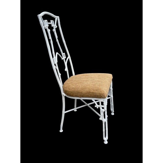 1970s Restored Set Vintage Aesthetic Chinoiserie Faux Bamboo Cast Metal Dining Chairs 8 For Sale - Image 5 of 7