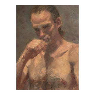 Vintage Expressionist Male Nude Figurative Study (Oil on Canvas Paper, Framed) For Sale