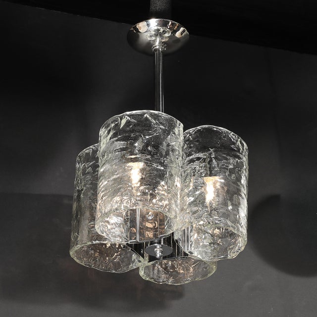 1970s Mid-Century Modern Hand-Blown Murano Mottled Glass & Nickel Chandelier by Mazzega For Sale - Image 16 of 18