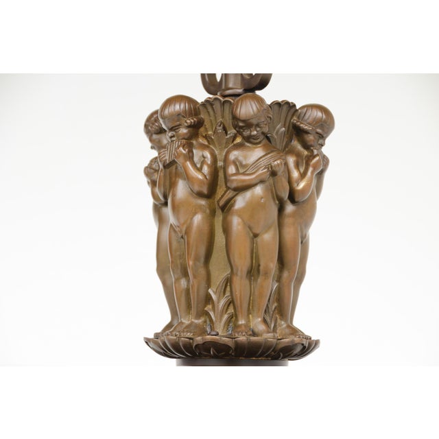 Metal Antique Early Art Deco and Neoclassical Putti Chandelier, Germany, 1920s For Sale - Image 7 of 18