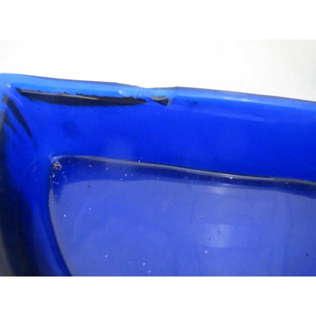 Silver Chinese Jade & Carnelian Inlaid Flowers Pewter Bowl With Cobalt Glass Inserts For Sale - Image 8 of 10