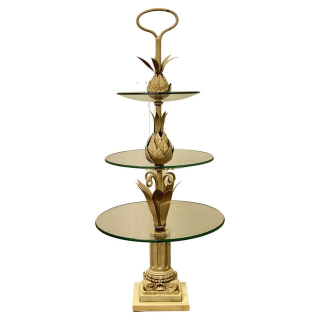 Cream French Toleware Gueridon Cake Stand or Dumb Waiter, 1960s For Sale - Image 8 of 8