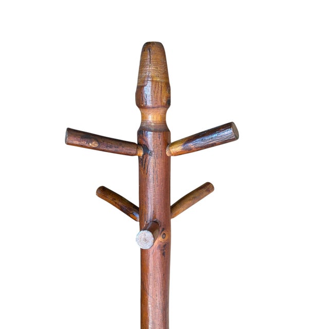 Early 20th Century Rare Adirondack Rustic Hickory Furniture Co Laporte Indiana Coat Hat Rack Hall Tree Original Label For Sale - Image 10 of 12