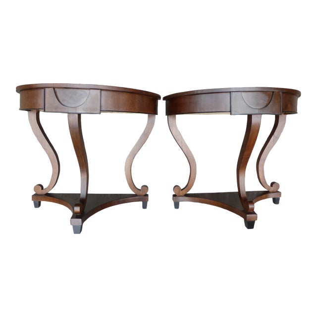 21st. Century Walnut Demilunes - a Pair For Sale