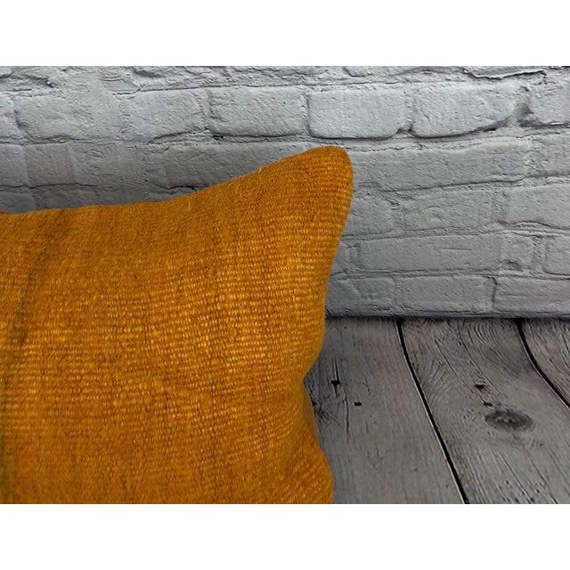 Turkish 16 x 24 Hemp Pillow Turkish Cushion Natural Orange Pillow Cushion Cover For Sale - Image 3 of 4