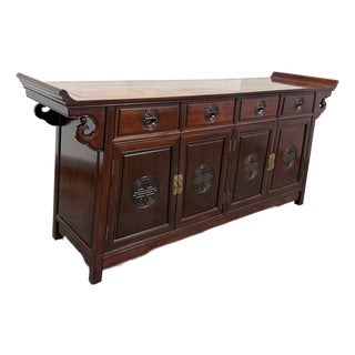 Vintage Rosewood Chinoiserie Credenza For Sale