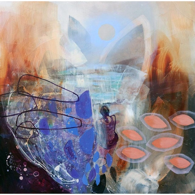 This abstract artwork presents a harmonious blend of vibrant colors and fluid forms, inviting viewers into a dreamlike...