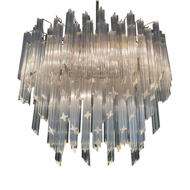 1960s Six-Tier Murano Crystal Italian 120 Quadriedri Prism Chandelier For Sale
