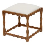 Bunny Williams Home Scallop Stool with Upholstered Seat For Sale