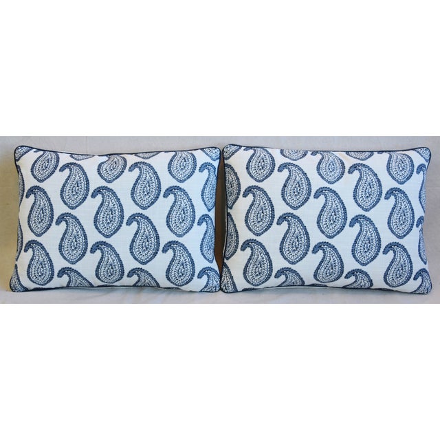 Martyn Lawrence Bullard Blue Paisley Feather Down Pillows 22 X 16