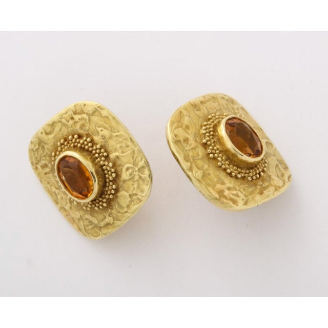 1970s Ed Weiner 18 Kt Gold and Citrine Earrings - 2 Pcs. For Sale - Image 5 of 8