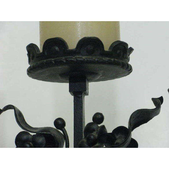Metal 19th Century Large Pair Historic Chateau Iron Candelabra - a Pair For Sale - Image 7 of 9
