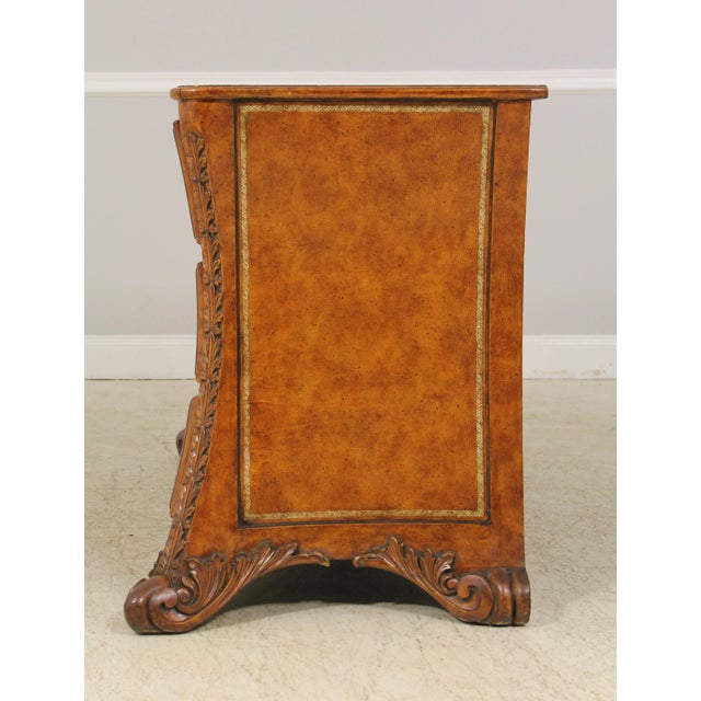 Lineage Leather Wrapped Continental 3 Drawer Chest Dresser For Sale - Image 9 of 12
