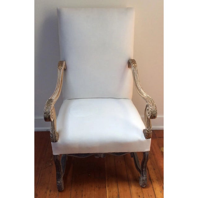 Wood French Painted Finish Throne Chair For Sale - Image 7 of 10