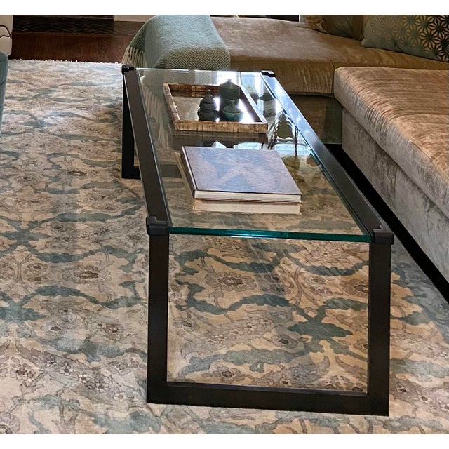 Contemporary Evan Lewis Custom Steel and Glass Coffee Table For Sale - Image 3 of 7