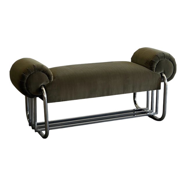 1990s Chrome Tubular Bauhaus Bench For Sale