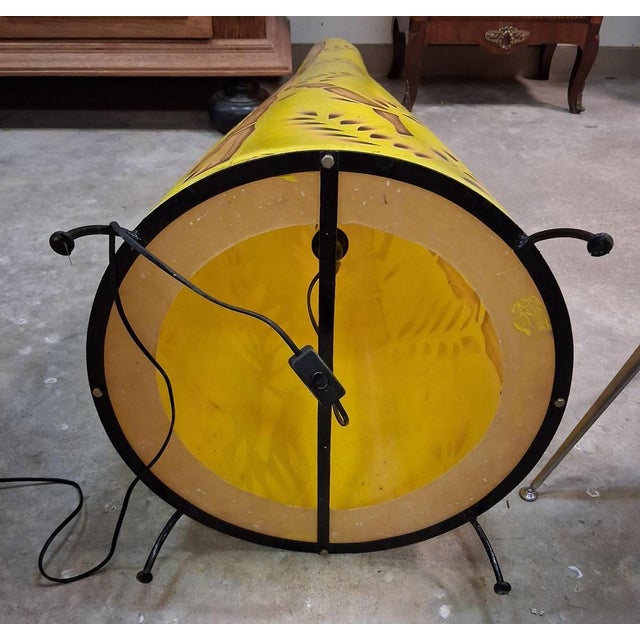 Large Vintage Tropical Style Sculptural Floor Lamp, 1970s, in Good conditions. Designed 1970 to 1979 Up to 250V (Europe/UK...
