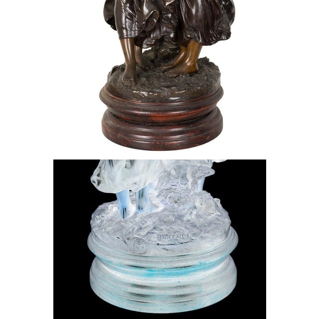 Hippolyte François Moreau, Protection Statue, 19th Century, Bronze For Sale - Image 6 of 8