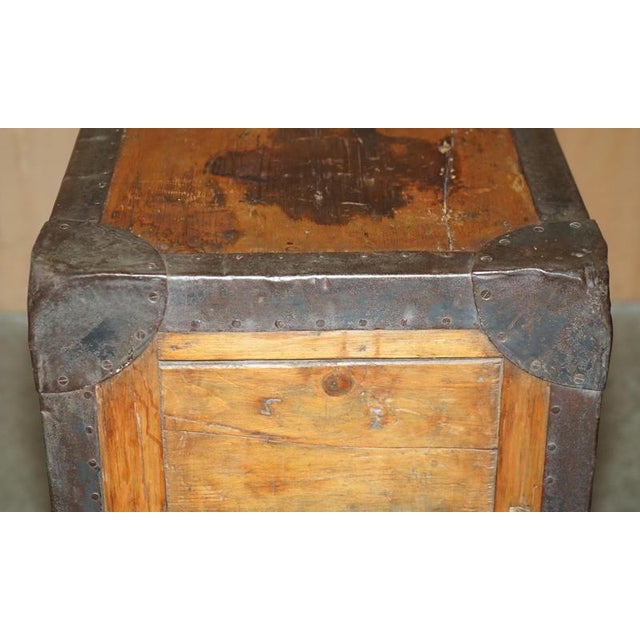 Brown Campaign Oak Zinc Bound Chest of Drawers by Army & Navy C.S.L Makers, 1890 For Sale - Image 8 of 18