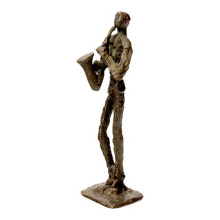 Contemporary Bronze Jazz Musician Figure For Sale