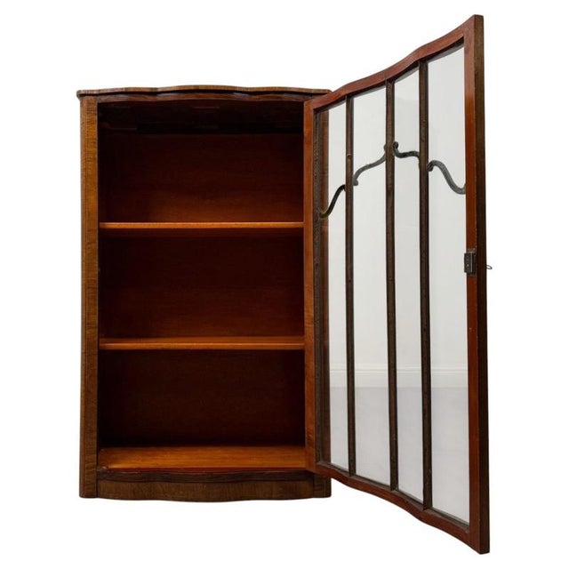 Art Deco Style Figured Walnut Display Cabinet, 1900s For Sale - Image 3 of 11