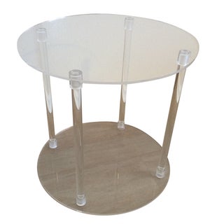 Round Lucite Acrylic Side Accent Table For Sale
