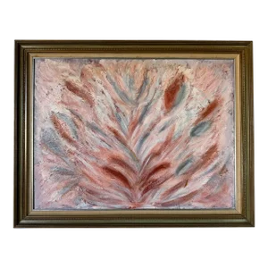 1970's Mid-Century Pink Expressionist Abstract Painting, Framed