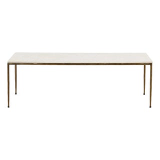 Callista Modern White Marble & Brass Coffee Table For Sale