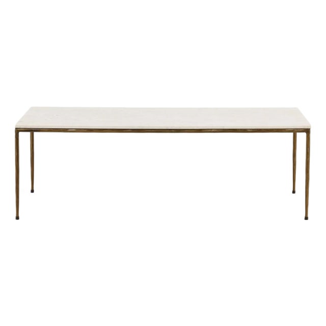 Callista Modern White Marble & Brass Coffee Table For Sale