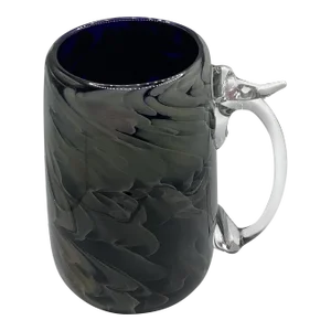 Vintage Andres and Champman Studio Cobalt Blue Swirl Hand Blown Art Glass Mug
