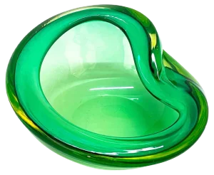 Mid-Century Italian Green Sommerso Murano Glass Decorative Bowl by Flavio Poli, 1960s