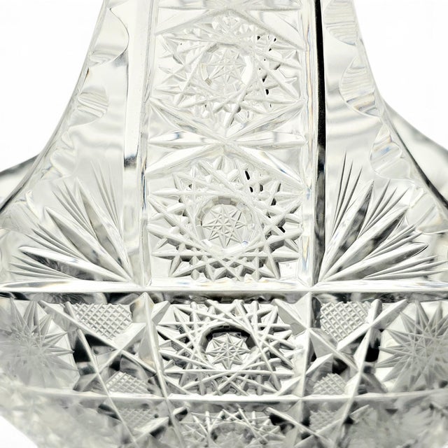 Mid-to-Late 20th Century Czech Bohemian Queen’s Lace Cut Crystal Basket 6" For Sale - Image 12 of 12