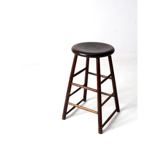 Wood Antique Wooden Stool For Sale - Image 7 of 12