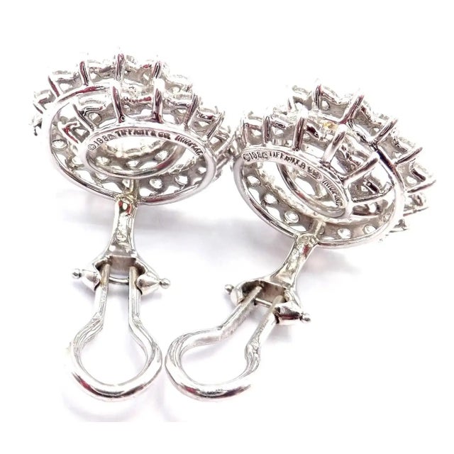 Metal Vintage Tiffany & Co. Irid Platinum Diamond Swirl Earrings, Pair For Sale - Image 7 of 8