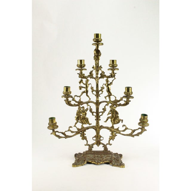 Seven-Light Figural Brass Candelabra Withe Jolly Dancers & Musicians For Sale - Image 4 of 15