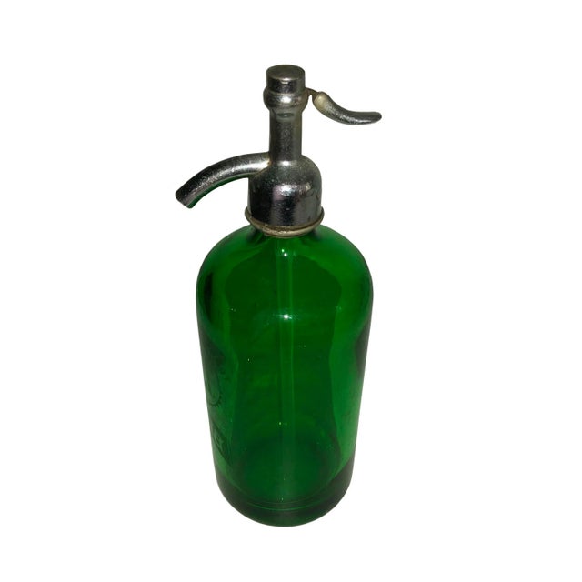 French Circa 1900 Seltzer Bottle Green Glass For Sale - Image 3 of 5