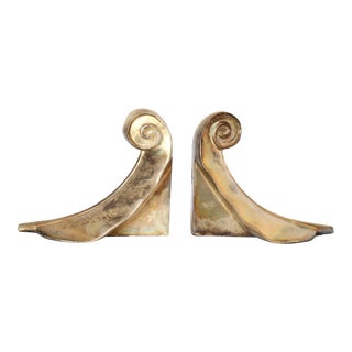 Heavy Free Form Leaf & Scroll Bookends, a Pair For Sale