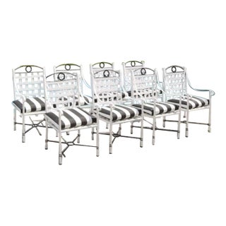 Vintage Black & White Set of 6 Armchairs in Grand Style After Mario Papperzini -Rare Find! For Sale