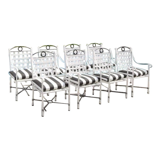 Vintage Black & White Set of 6 Armchairs in Grand Style After Mario Papperzini -Rare Find! For Sale