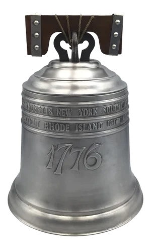 1974 Italian Seymour Mann 1776 Pewtertone Liberty Bell Wood Handle Ice Bucket