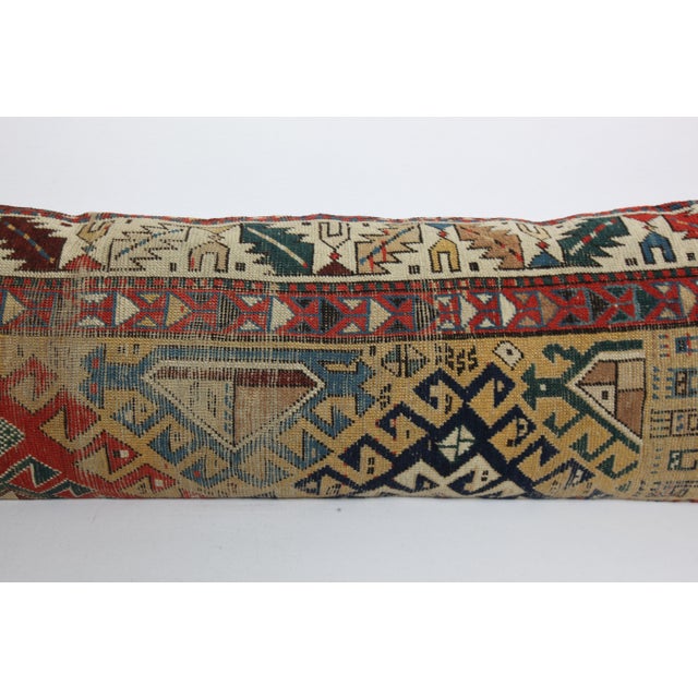 Antique Caucasian Shirvan Yellow Tone Rug Pillow Cushion Cover -16'' X 47'' For Sale In Tampa - Image 6 of 11