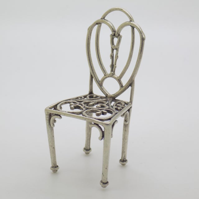 1970s Vintage Italian Handmade Silver 800 Chair Figurine, Arezzo, 1970s For Sale - Image 5 of 12
