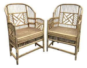 Vintage Brighton Pavilion Chairs in Bamboo and Cane Coastal Style- A Pair
