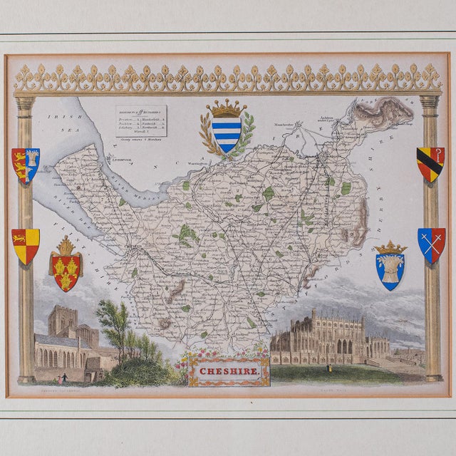 Antique Cheshire County Map, English, Atlas Reproduction, Moule, Victorian, 1900 For Sale - Image 4 of 12