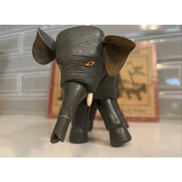 Victorian Antique Schoenhut 1903 Humpty Dumpty Circus Elephant & Box Top For Sale - Image 3 of 11