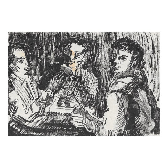 1962 Ruth Freeman Group of Men Lithograph For Sale