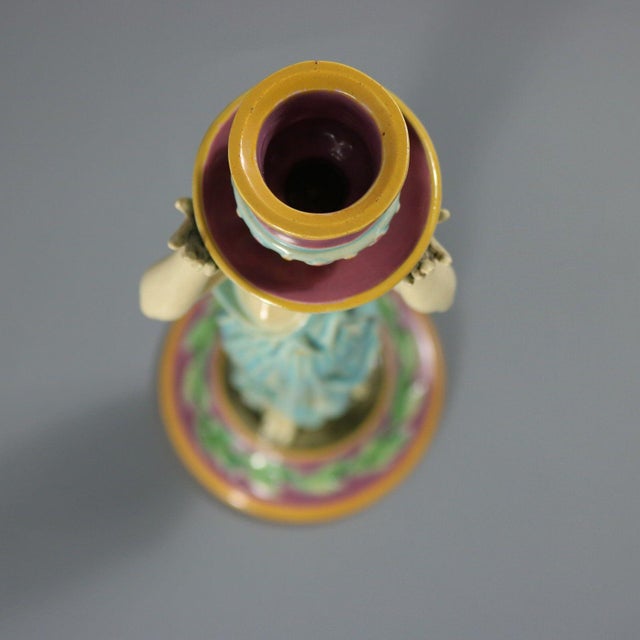 George Jones Majolica Egyptian Figural Candlestick For Sale - Image 9 of 12